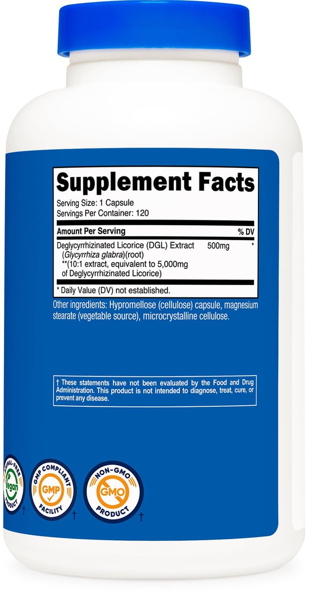 Nutricost DGL Deglycyrrhizinated Licorice Extract 120 Kapseln für 120 Portionen pro Flasche - GVO-frei, glutenfrei, vegan