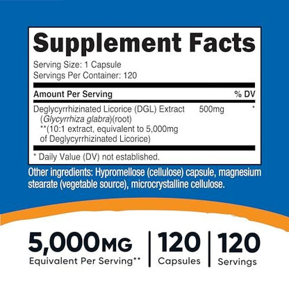 Nutricost DGL Deglycyrrhizinated Licorice Extract 120 Kapseln für 120 Portionen pro Flasche - GVO-frei, glutenfrei, vegan