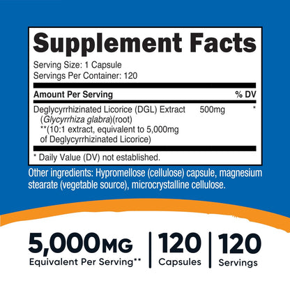 Nutricost DGL Deglycyrrhizinated Licorice Extract 120 Kapseln für 120 Portionen pro Flasche - GVO-frei, glutenfrei, vegan
