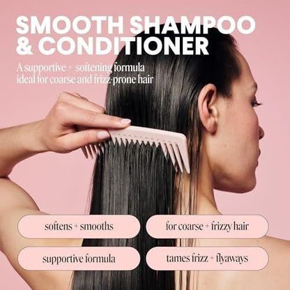 MONDAY HAIRCARE Glättendes Shampoo + Conditioner Set (2er-Pack) 27 oz je Flasche – Für krauses, grobes & lockiges Haar mit Kokosöl, Sheabutter & Vitamin E – 100% recycelbare Flasche – Pink