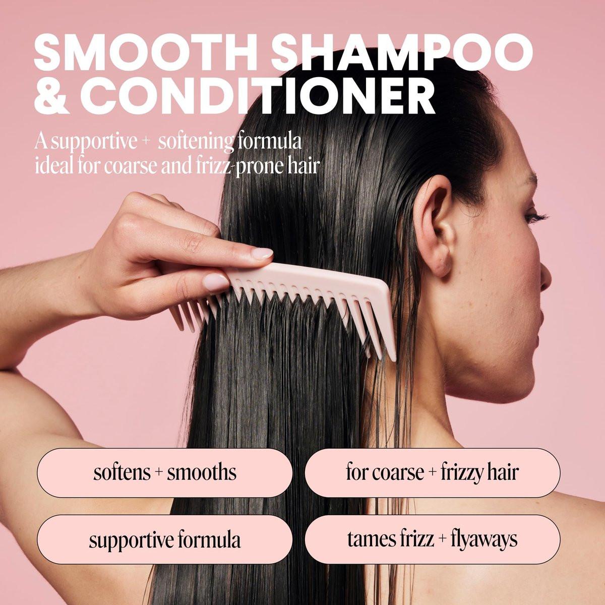 MONDAY HAIRCARE Glättendes Shampoo + Conditioner Set (2er-Pack) 27 oz je Flasche – Für krauses, grobes & lockiges Haar mit Kokosöl, Sheabutter & Vitamin E – 100% recycelbare Flasche – Pink