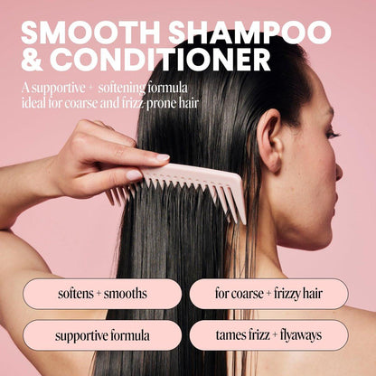 MONDAY HAIRCARE Glättendes Shampoo + Conditioner Set (2er-Pack) 27 oz je Flasche – Für krauses, grobes & lockiges Haar mit Kokosöl, Sheabutter & Vitamin E – 100% recycelbare Flasche – Pink