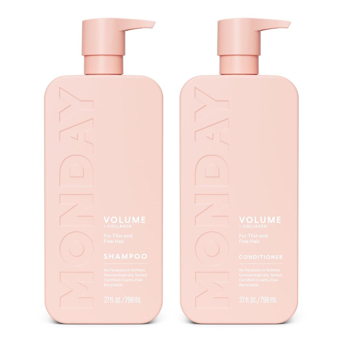 MONDAY HAIRCARE Volume Shampoo & Conditioner Set (2er-Pack, 27 oz) für feines, dünnes und fettiges Haar – mit Kokosöl, Ingwerextrakt und Vitamin E – 100% recycelbare Flasche