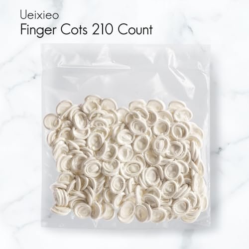 Ueixieo Weiße Latex-Fingerlinge – Einweg-Fingerschutz, mittlere Größe, ca. 210 Stück