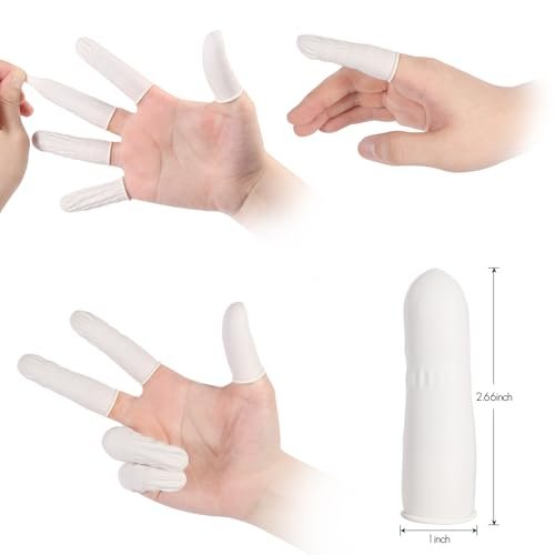 Ueixieo Weiße Latex-Fingerlinge – Einweg-Fingerschutz, mittlere Größe, ca. 210 Stück