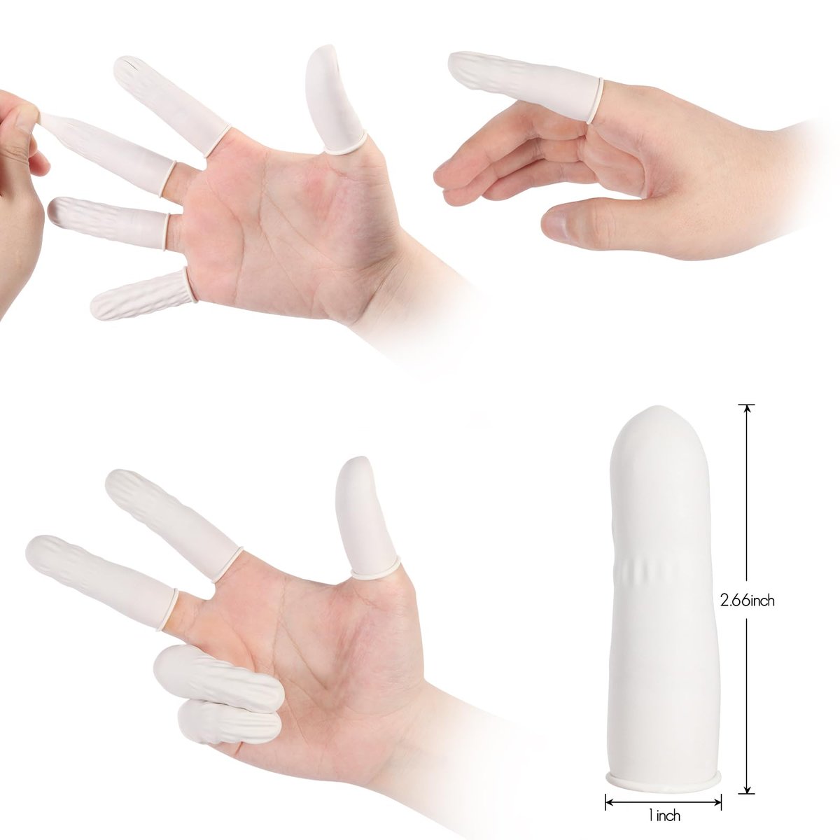 Ueixieo Weiße Latex-Fingerlinge – Einweg-Fingerschutz, mittlere Größe, ca. 210 Stück