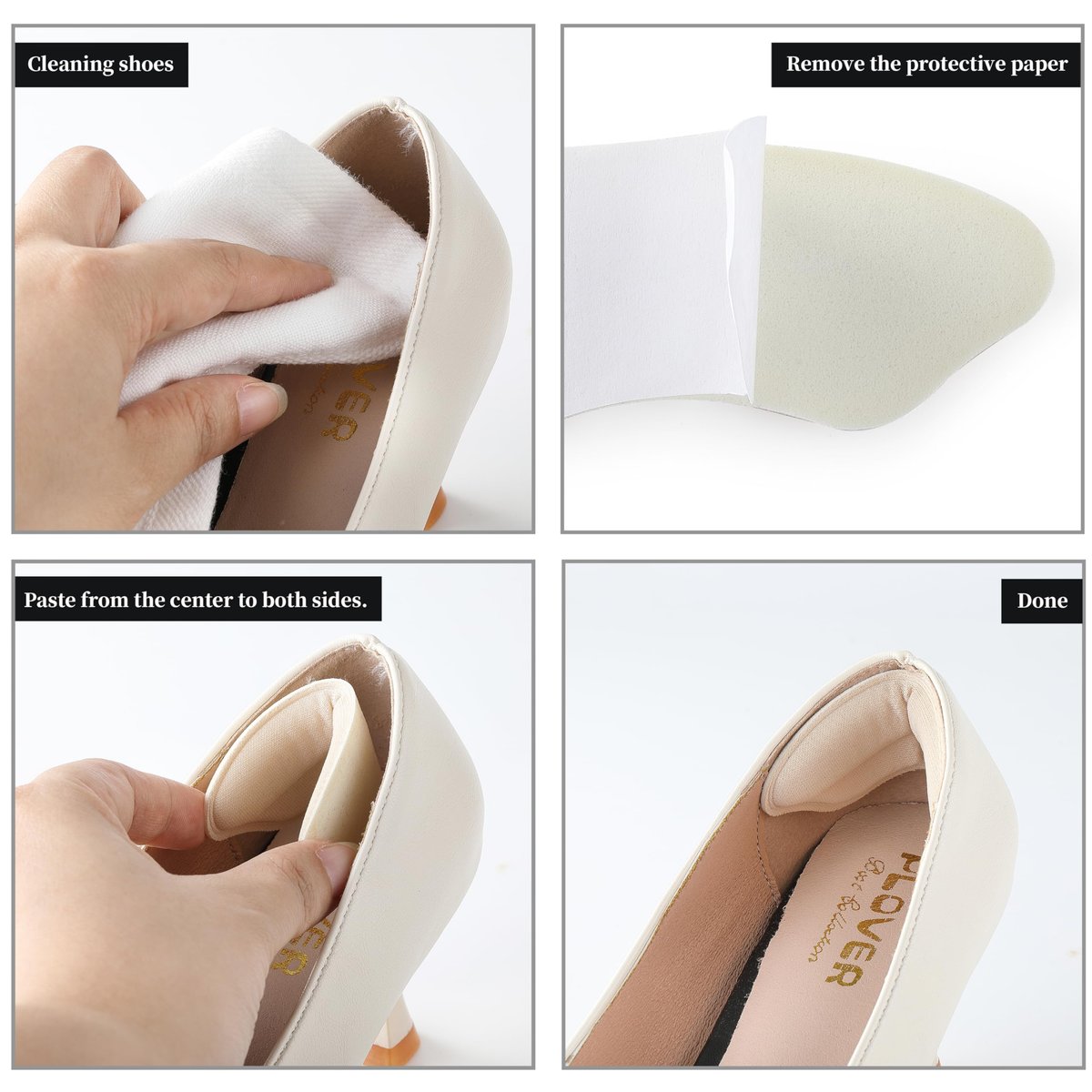 Fersenpolster für Schuhe – Weiche und flexible Fersenkissen für zu große Schuhe, Schmerzlinderung für Damen und Herren, verbesserte Passform und Komfort, 4 Paare