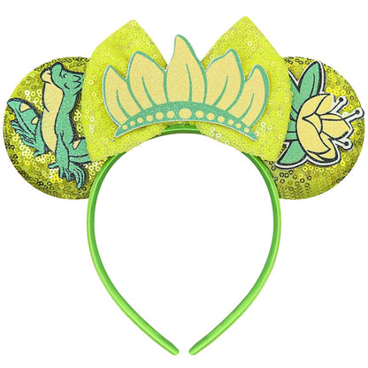 Bmobuo Prinzessin Mausohren Stirnband für Frauen – Grüner Frosch Mausohren für Erwachsene Park Ohren