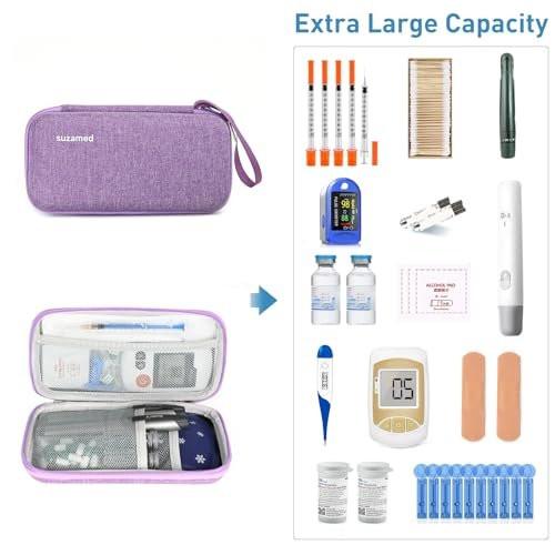 suzamed Insulin Kühlbox Reiseetui – EVA Isolierte Reiseapotheke mit 2 Kühlakkus für Diabetes Pflege, Insulin Pen und weiteres Diabetikerzubehör (Lila)