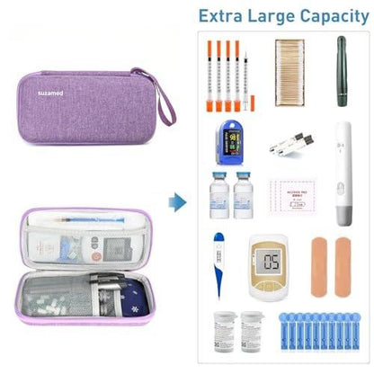 suzamed Insulin Kühlbox Reiseetui – EVA Isolierte Reiseapotheke mit 2 Kühlakkus für Diabetes Pflege, Insulin Pen und weiteres Diabetikerzubehör (Lila)