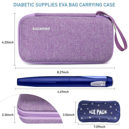 suzamed Insulin Kühlbox Reiseetui – EVA Isolierte Reiseapotheke mit 2 Kühlakkus für Diabetes Pflege, Insulin Pen und weiteres Diabetikerzubehör (Lila)