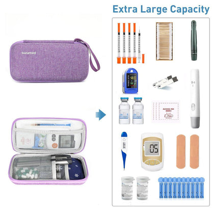 suzamed Insulin Kühlbox Reiseetui – EVA Isolierte Reiseapotheke mit 2 Kühlakkus für Diabetes Pflege, Insulin Pen und weiteres Diabetikerzubehör (Lila)