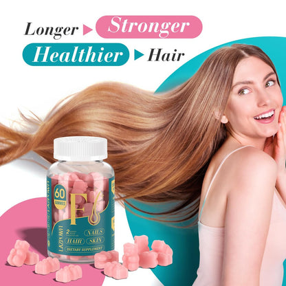 Lazpowfi Biotin Gummies – Haar, Haut und Nägel Vitamine für Männer & Frauen, veganes Vitamin B7, unterstützt Haarwachstum und stärkere Nägel, 30-Tage-Vorrat – Himbeer – 60 Stück