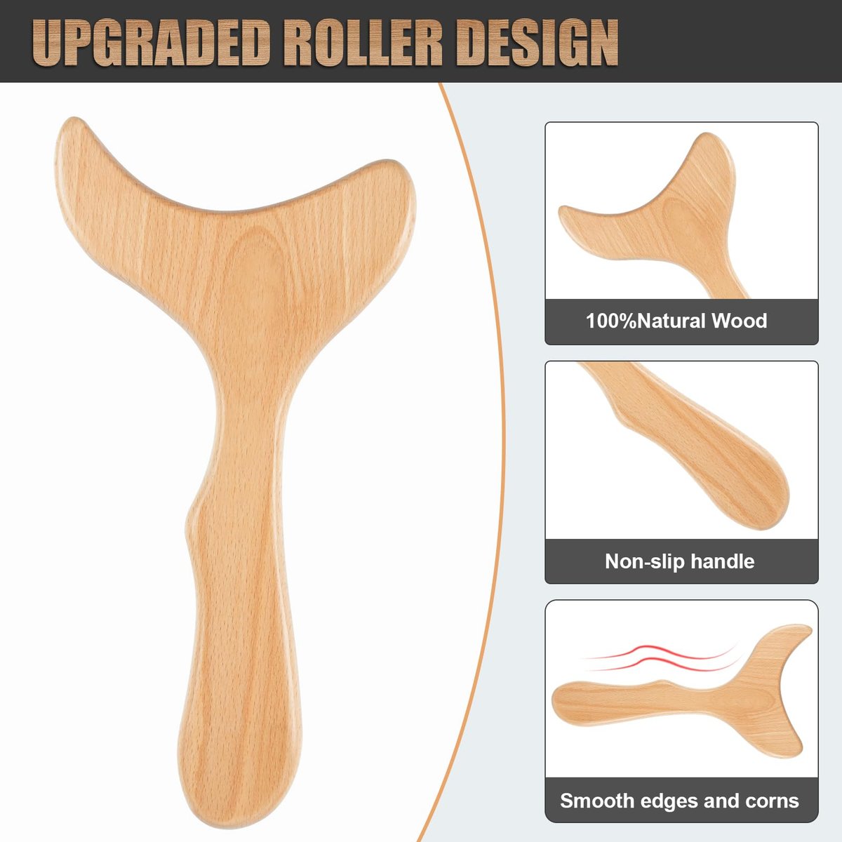 KintKita Holz Therapie Massagewerkzeuge – Holzförmiger Lymphdrainage-Massager zur Cellulite-Reduktion, Körperformung & Muskelentspannung (30 x 15 cm)