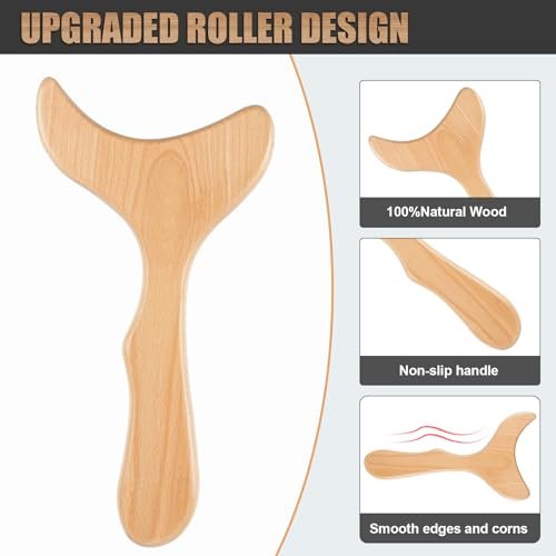 KintKita Holz Therapie Massagewerkzeuge – Holzförmiger Lymphdrainage-Massager zur Cellulite-Reduktion, Körperformung & Muskelentspannung (30 x 15 cm)