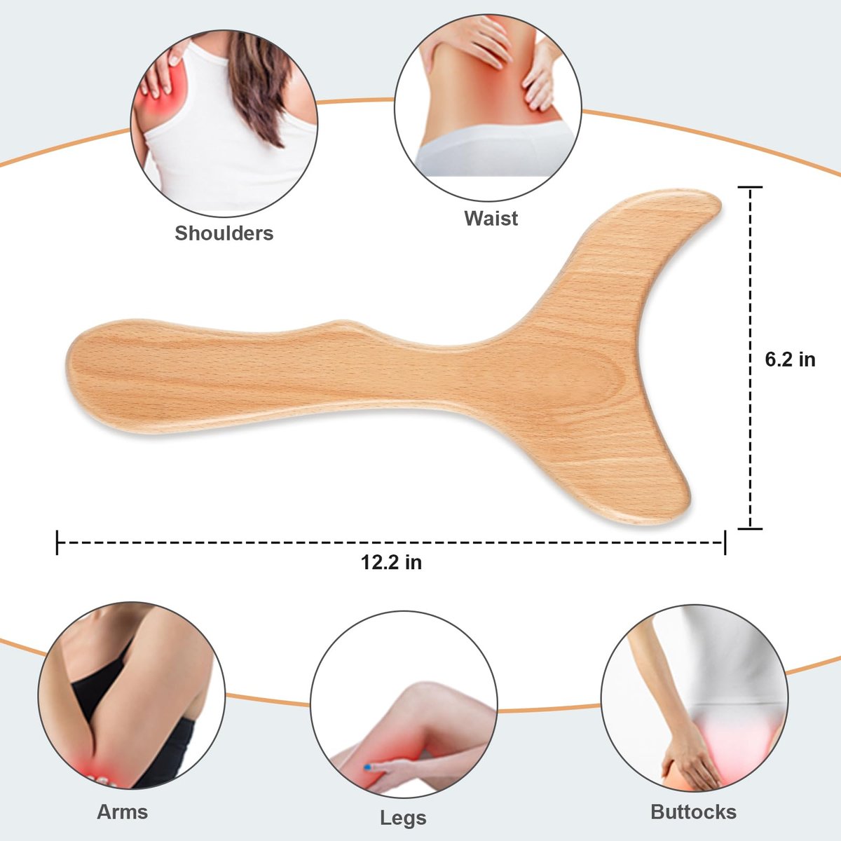 KintKita Holz Therapie Massagewerkzeuge – Holzförmiger Lymphdrainage-Massager zur Cellulite-Reduktion, Körperformung & Muskelentspannung (30 x 15 cm)