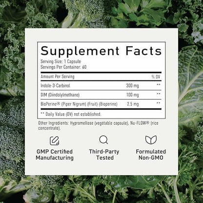 DIM & Indol-3-Carbinol für das Hormongleichgewicht von Frauen und Männern | I3C-Komplex | Östrogen-Balance, Wechseljahre-Ergänzung für die Frauengesundheit, Antioxidantien | Vegan, Nicht-GVO, Glutenfrei | SMNutrition | 60 Kapseln