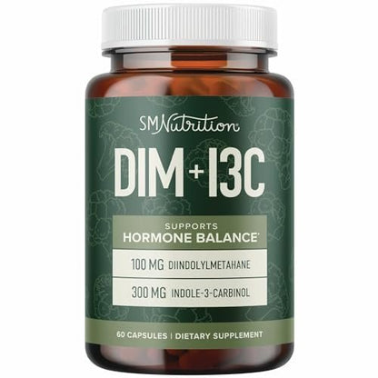 DIM & Indol-3-Carbinol für das Hormongleichgewicht von Frauen und Männern | I3C-Komplex | Östrogen-Balance, Wechseljahre-Ergänzung für die Frauengesundheit, Antioxidantien | Vegan, Nicht-GVO, Glutenfrei | SMNutrition | 60 Kapseln
