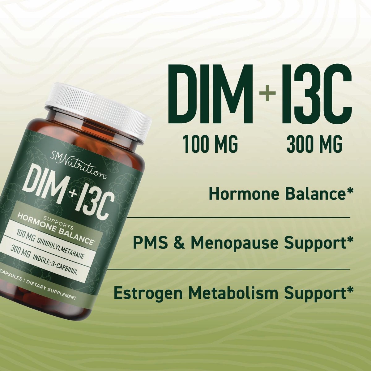 DIM & Indol-3-Carbinol für das Hormongleichgewicht von Frauen und Männern | I3C-Komplex | Östrogen-Balance, Wechseljahre-Ergänzung für die Frauengesundheit, Antioxidantien | Vegan, Nicht-GVO, Glutenfrei | SMNutrition | 60 Kapseln