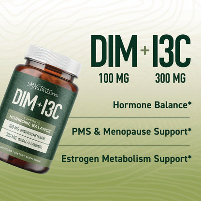 DIM & Indol-3-Carbinol für das Hormongleichgewicht von Frauen und Männern | I3C-Komplex | Östrogen-Balance, Wechseljahre-Ergänzung für die Frauengesundheit, Antioxidantien | Vegan, Nicht-GVO, Glutenfrei | SMNutrition | 60 Kapseln