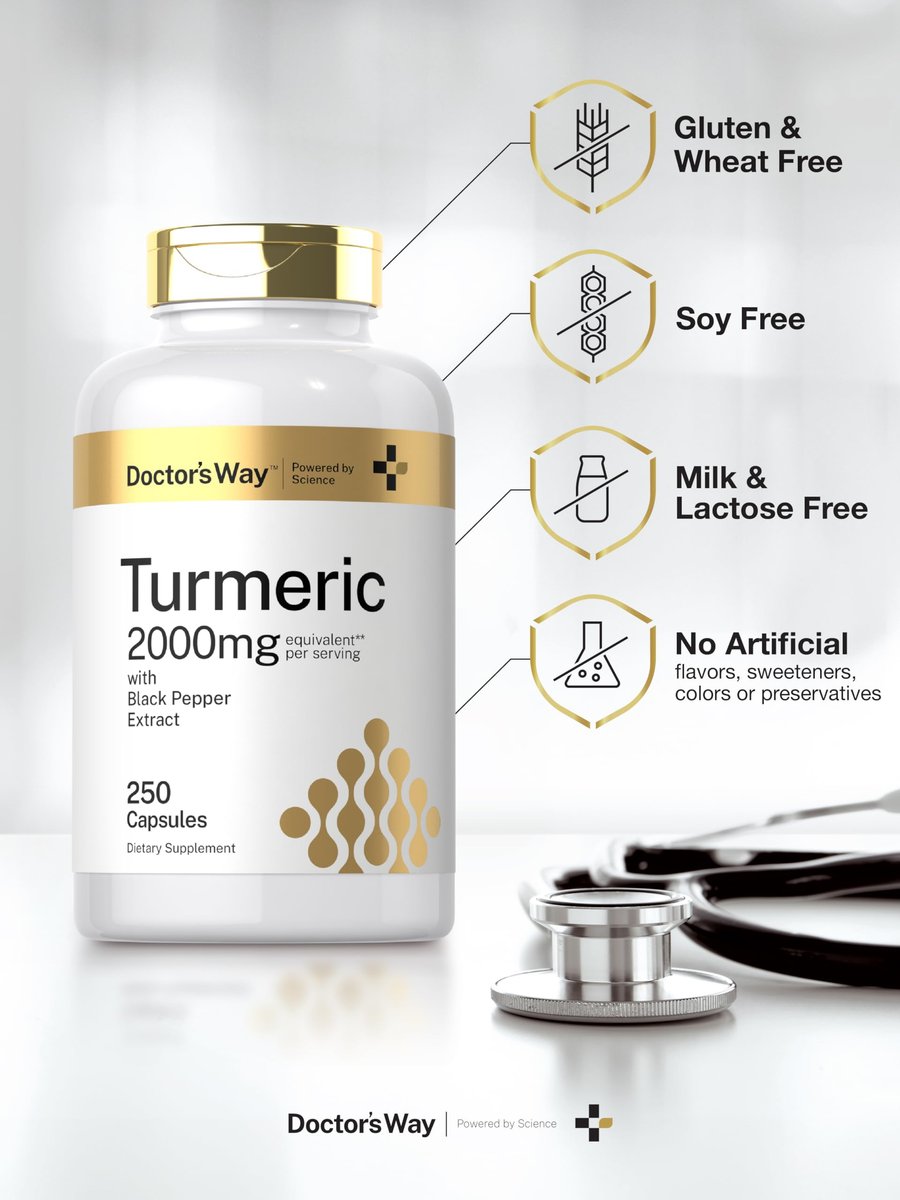Doctor's Way Curcumin Kapseln mit Kurkuma & Schwarzem Pfeffer Extrakt | 250 Kapseln | 95 % Curcuminoide | Non-GMO, Glutenfrei