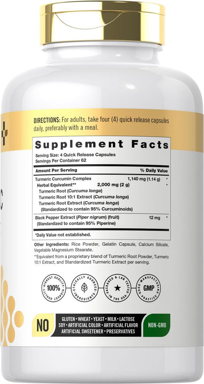 Doctor's Way Curcumin Kapseln mit Kurkuma & Schwarzem Pfeffer Extrakt | 250 Kapseln | 95 % Curcuminoide | Non-GMO, Glutenfrei