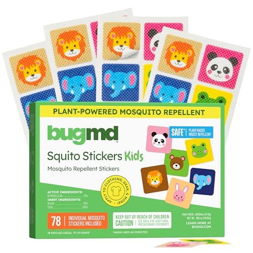 BugMD Squito Sticker Mückenabwehr-Pflaster für Kinder (78 Sticker) – Sicher & Wirksam gegen Mücken – Ideal für Camping, Strand und Outdoor