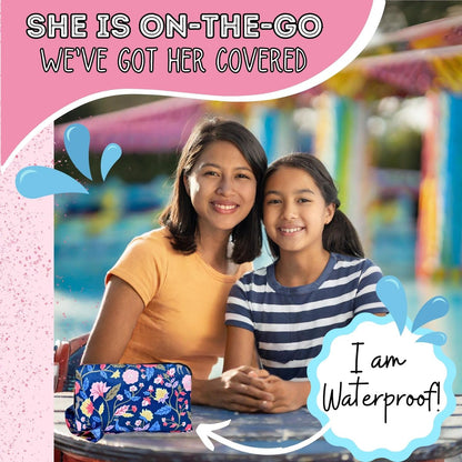 First Period Pal Pack to-Go Kit | 24-teiliges Starter-Set für Mädchen | Diskretes Täschchen, Binden & Slipeinlagen | Erste Periode Kit für Tweens 10-12 Jahre (Florets)