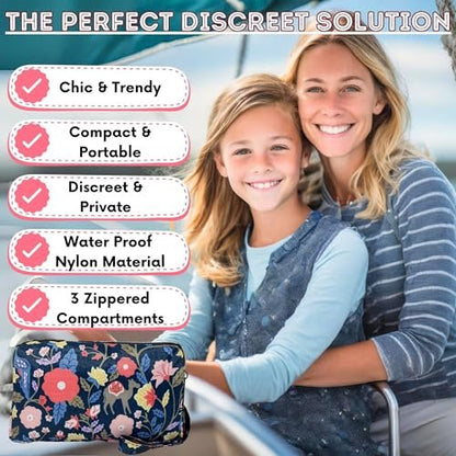 First Period Pal Pack to-Go Kit | 24-teiliges Starter-Set für Mädchen | Diskretes Täschchen, Binden & Slipeinlagen | Erste Periode Kit für Tweens 10-12 Jahre (Florets)