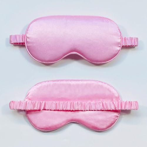 10er-Pack Schlafmasken aus Seide – Seidenaugenmaske für Nacht, Büro, Reisen & Partys – Geeignet für Damen & Herren (Rosa)