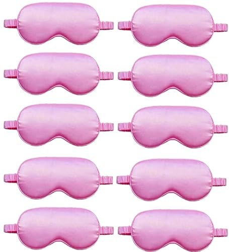 10er-Pack Schlafmasken aus Seide – Seidenaugenmaske für Nacht, Büro, Reisen & Partys – Geeignet für Damen & Herren (Rosa)