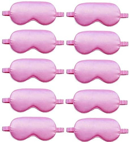 10er-Pack Schlafmasken aus Seide – Seidenaugenmaske für Nacht, Büro, Reisen & Partys – Geeignet für Damen & Herren (Rosa)