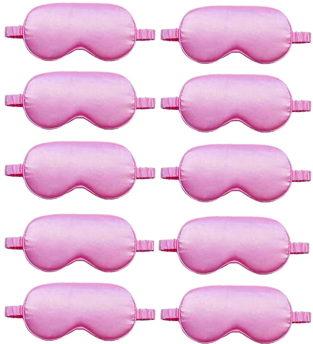 10er-Pack Schlafmasken aus Seide – Seidenaugenmaske für Nacht, Büro, Reisen & Partys – Geeignet für Damen & Herren (Rosa)
