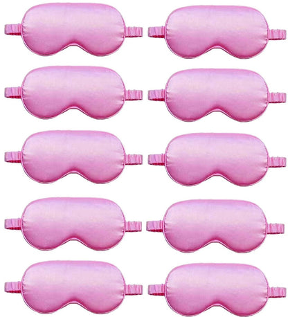 10er-Pack Schlafmasken aus Seide – Seidenaugenmaske für Nacht, Büro, Reisen & Partys – Geeignet für Damen & Herren (Rosa)