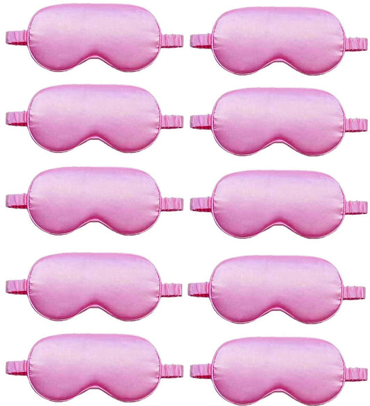 10er-Pack Schlafmasken aus Seide – Seidenaugenmaske für Nacht, Büro, Reisen & Partys – Geeignet für Damen & Herren (Rosa)