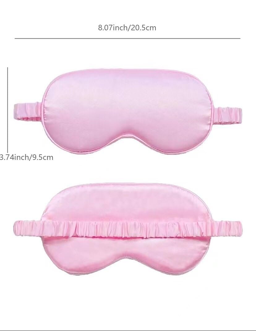 10er-Pack Schlafmasken aus Seide – Seidenaugenmaske für Nacht, Büro, Reisen & Partys – Geeignet für Damen & Herren (Rosa)