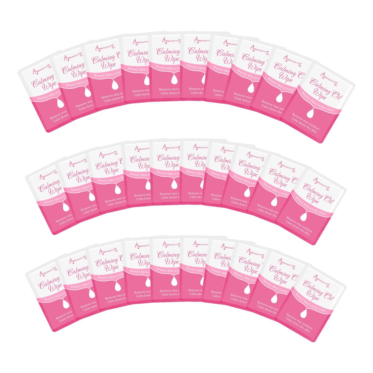 Beauty7 Post Wax Calming Oil Wipes 30 Pack – Beruhigende Öltücher nach der Haarentfernung, entfernt Rückstände, reduziert Rötungen, Nachfüllpackung