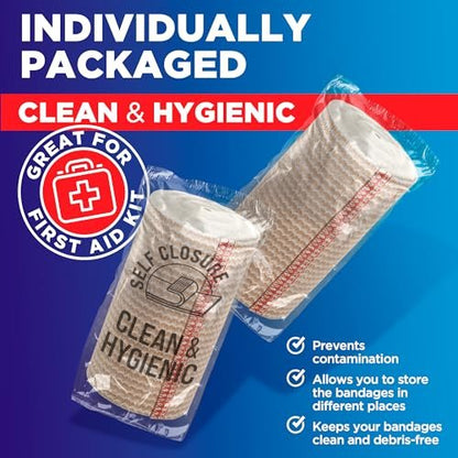 Premium Elastische Binden - 3 Zoll (2er Pack) - Starke Kompression - Selbstschließende Wiederverwendbare Bandagen für Beine und Arme - Handgelenk, Ellenbogen, Fuß, Knöchel, Knie Wickel - für Erste-Hilfe-Set und Erholung nach Operationen