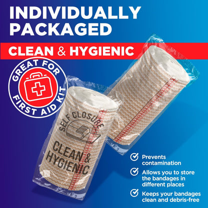 Premium Elastische Binden - 3 Zoll (2er Pack) - Starke Kompression - Selbstschließende Wiederverwendbare Bandagen für Beine und Arme - Handgelenk, Ellenbogen, Fuß, Knöchel, Knie Wickel - für Erste-Hilfe-Set und Erholung nach Operationen