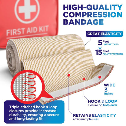 Premium Elastische Binden - 3 Zoll (2er Pack) - Starke Kompression - Selbstschließende Wiederverwendbare Bandagen für Beine und Arme - Handgelenk, Ellenbogen, Fuß, Knöchel, Knie Wickel - für Erste-Hilfe-Set und Erholung nach Operationen