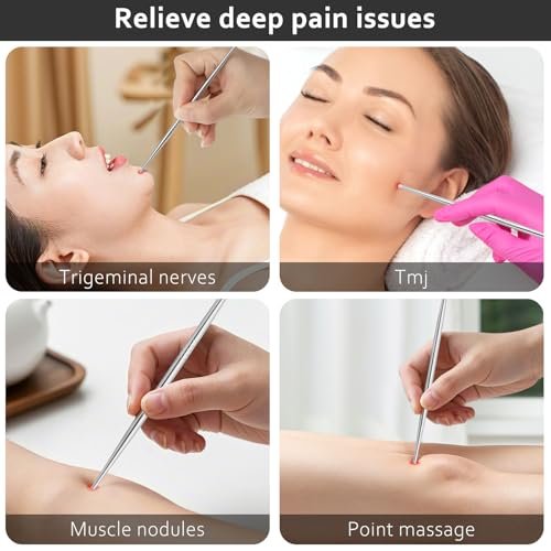 ideayard Gesichtsreflexzonen-Werkzeug, 3er-Set mit 6 Größenköpfen, Edelstahl-Akupunkturstift für Ohr, Gesicht & Körper, Akupressur, Massage, Tiefengewebs-Schmerzlinderung & Muskelentspannung
