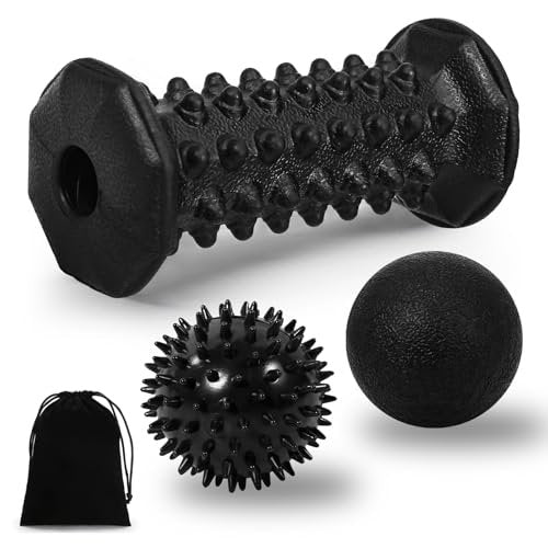 Fußroller Massageball Set gegen Plantarfasziitis – Schmerzlinderung für Fußsohle, Fersensporn und Neuropathie – Tiefengewebsmassage mit Spiky Bällen