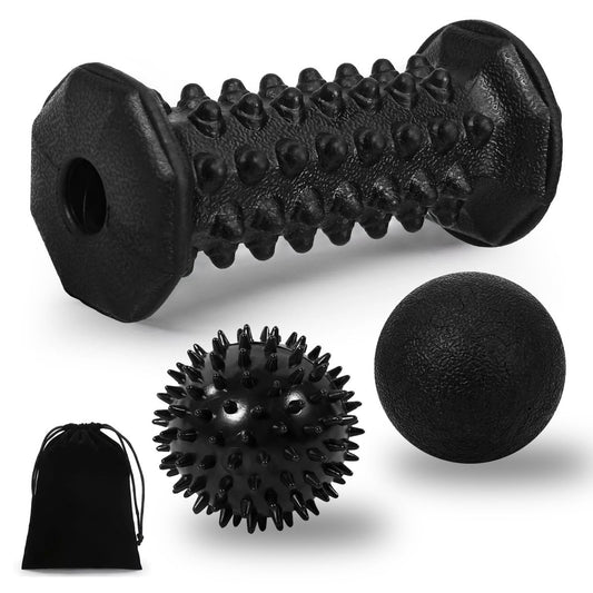Fußroller Massageball Set gegen Plantarfasziitis – Schmerzlinderung für Fußsohle, Fersensporn und Neuropathie – Tiefengewebsmassage mit Spiky Bällen