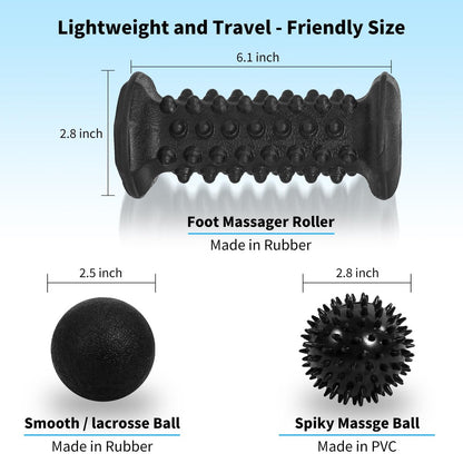 Fußroller Massageball Set gegen Plantarfasziitis – Schmerzlinderung für Fußsohle, Fersensporn und Neuropathie – Tiefengewebsmassage mit Spiky Bällen