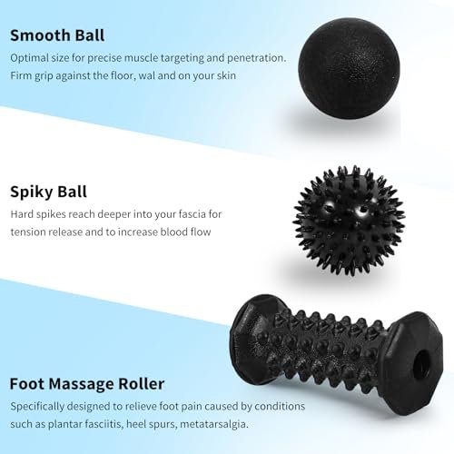 Fußroller Massageball Set gegen Plantarfasziitis – Schmerzlinderung für Fußsohle, Fersensporn und Neuropathie – Tiefengewebsmassage mit Spiky Bällen