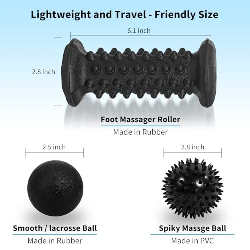 Fußroller Massageball Set gegen Plantarfasziitis – Schmerzlinderung für Fußsohle, Fersensporn und Neuropathie – Tiefengewebsmassage mit Spiky Bällen