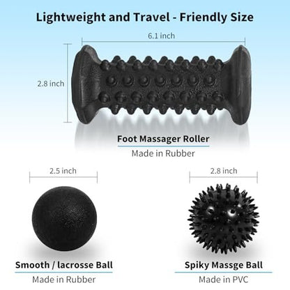 Fußroller Massageball Set gegen Plantarfasziitis – Schmerzlinderung für Fußsohle, Fersensporn und Neuropathie – Tiefengewebsmassage mit Spiky Bällen