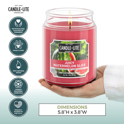 Candle-lite Duftkerze Saftige Wassermelone, 18 oz, Brenndauer 110 Stunden, Handgegossen in den USA