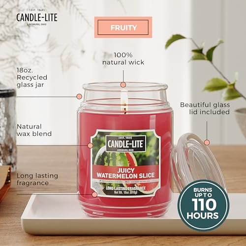 Candle-lite Duftkerze Saftige Wassermelone, 18 oz, Brenndauer 110 Stunden, Handgegossen in den USA
