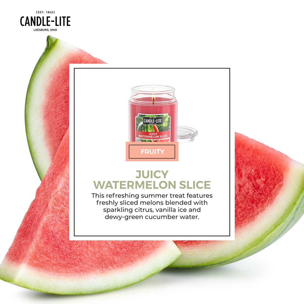 Candle-lite Duftkerze Saftige Wassermelone, 18 oz, Brenndauer 110 Stunden, Handgegossen in den USA